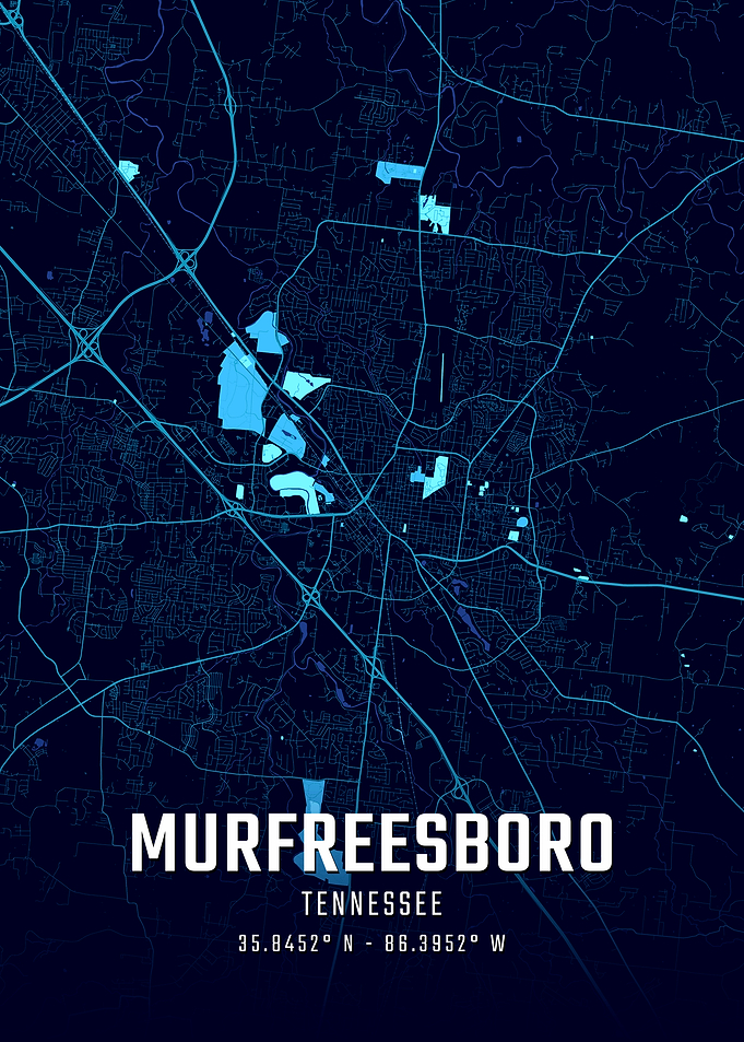 Murfreesboro Tennessee Midnight City Map