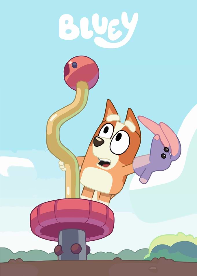 Bluey character with toy