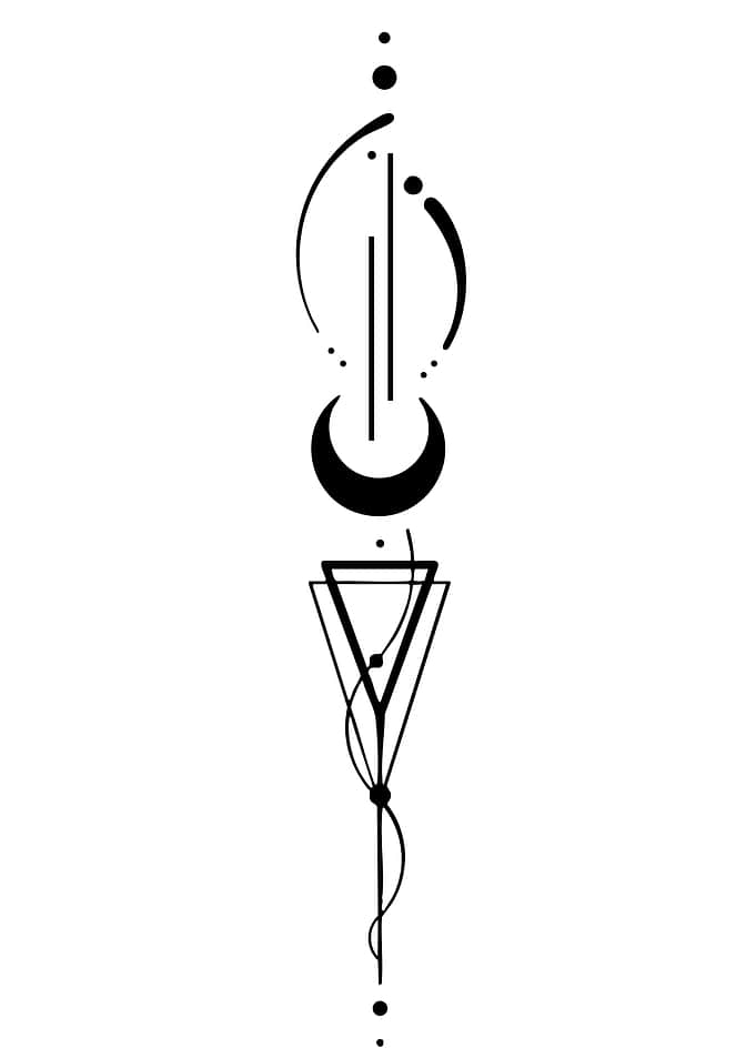 Geometric Moon and Triangle Tattoo Design