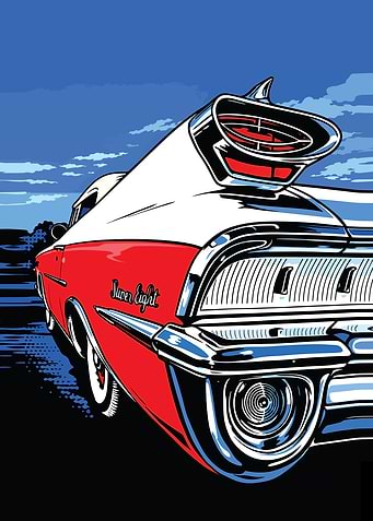 Retro Red and White 'Super Eight' Car