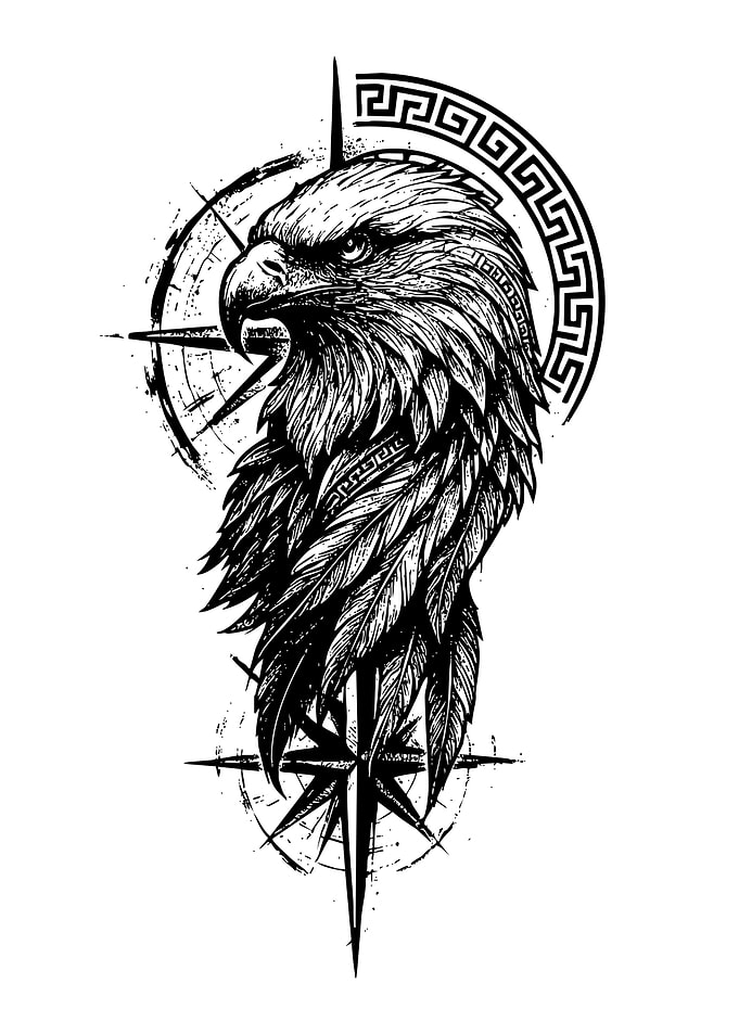 Eagle with Compass and Greek Key