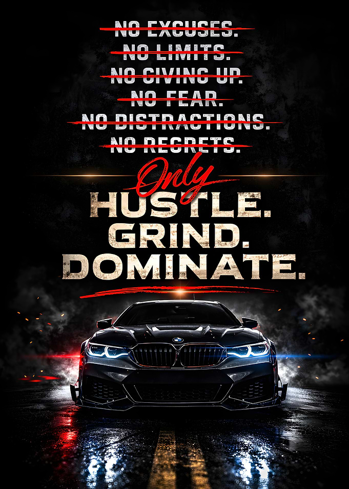 Motivational Car and Text Art