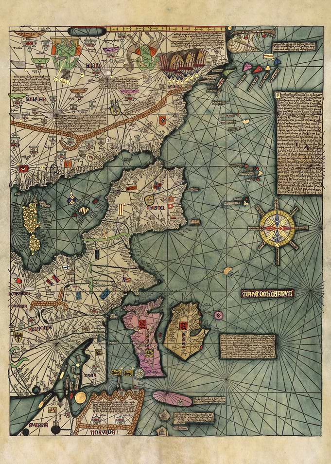 Medieval Portolan Chart of the Mediterranean