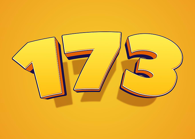 Yellow 3D Number 173