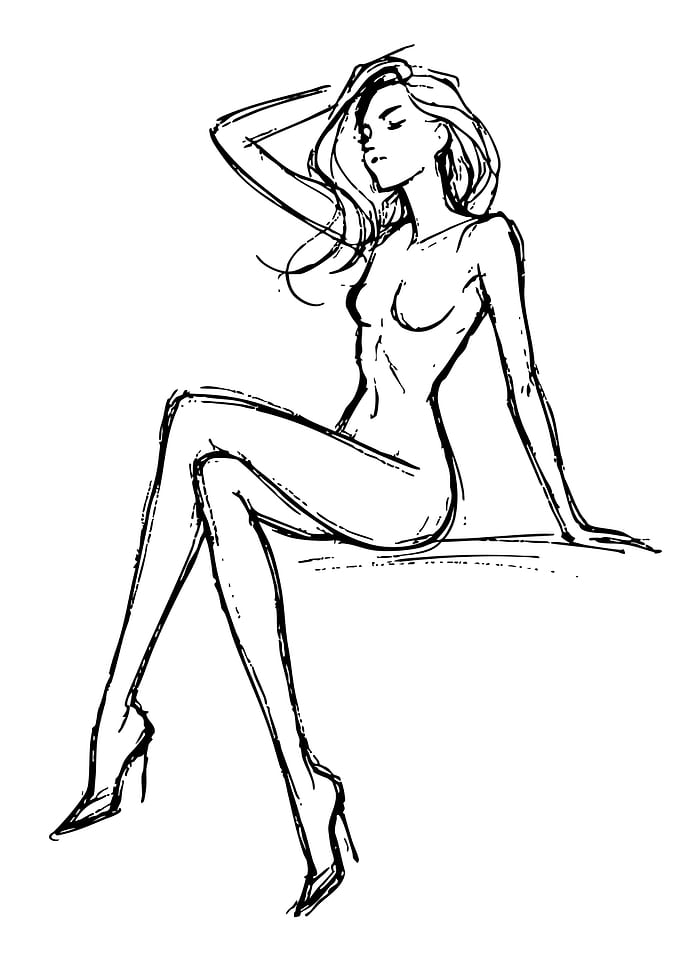 Fashion sketch of a woman sitting