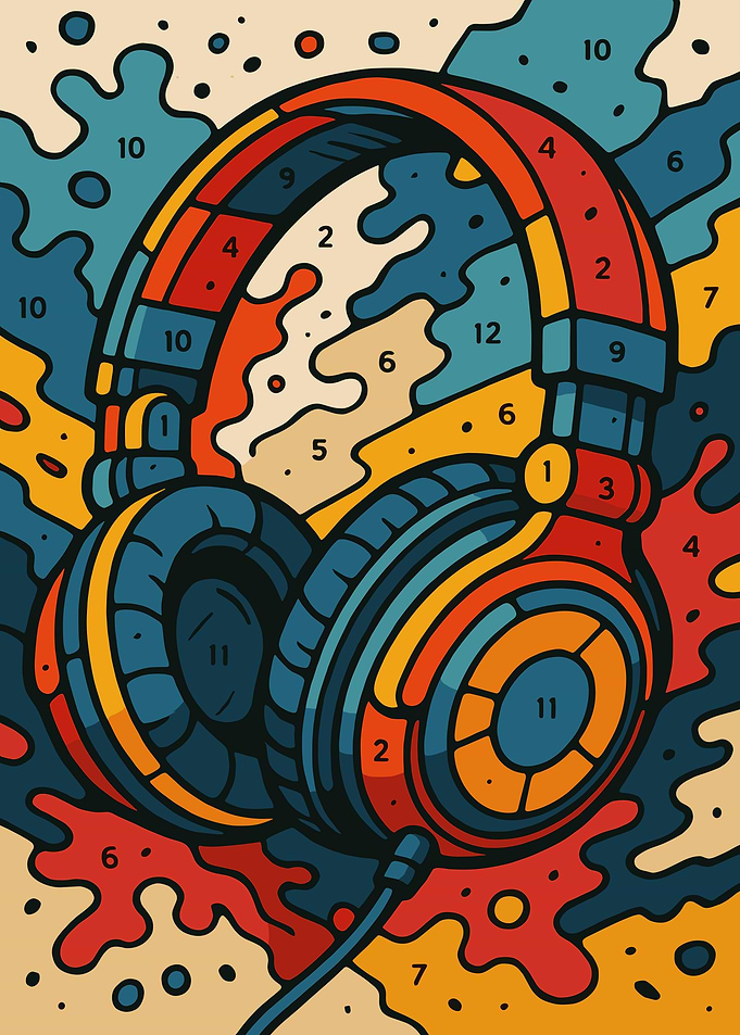 Retro Headphones Color by Number