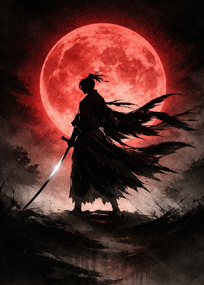Samurai Under a Blood Moon