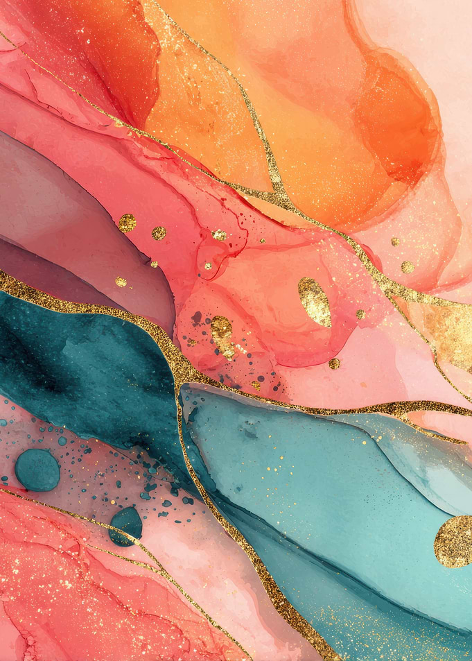 Abstract Alcohol Ink Art with Gold Accents