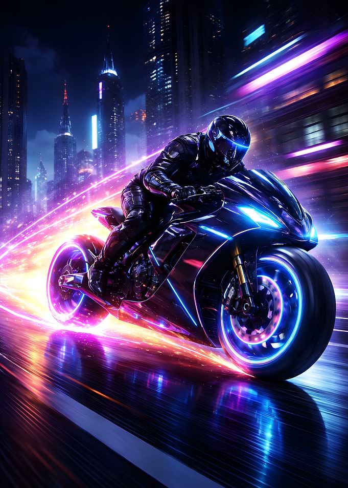 Cyberpunk Motorcycle Racer