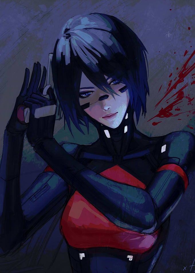 Cyberpunk Woman with Gun