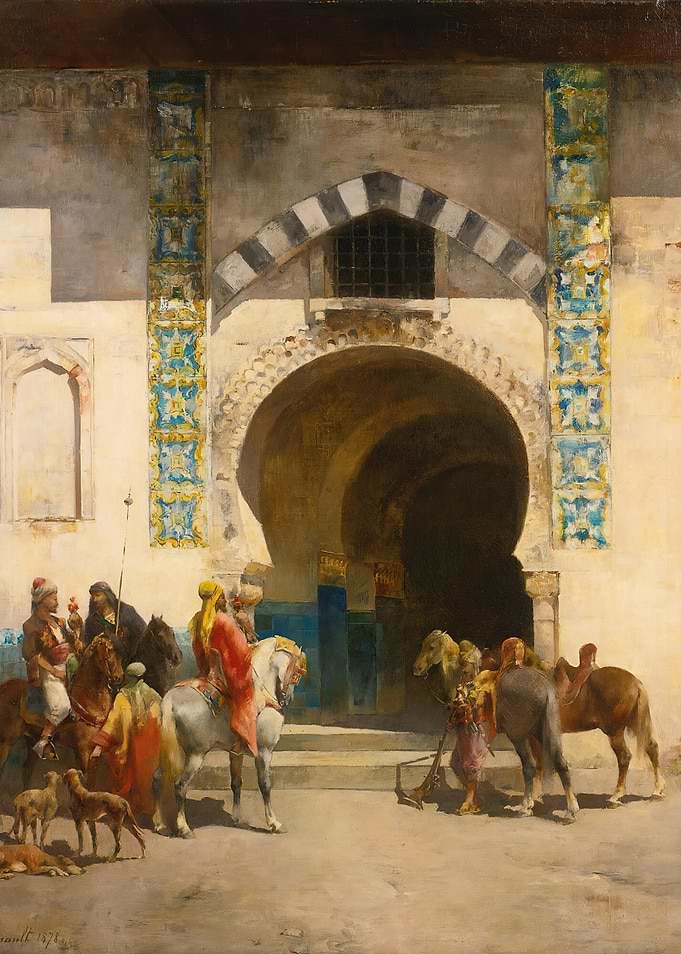 Oriental Scene with Figures and Camels