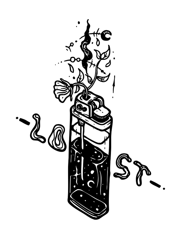 Lighter with Flower and Smoke
