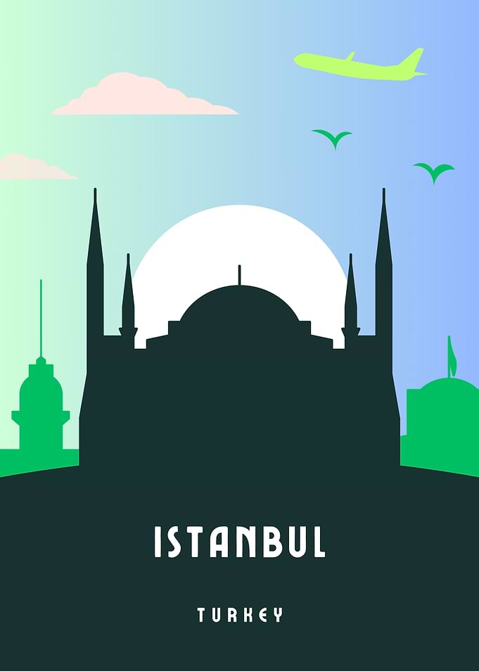Istanbul Skyline with Airplane