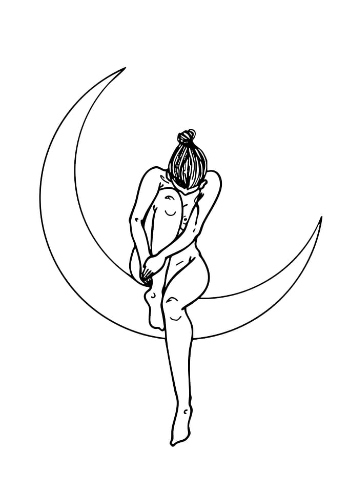 Woman on Crescent Moon