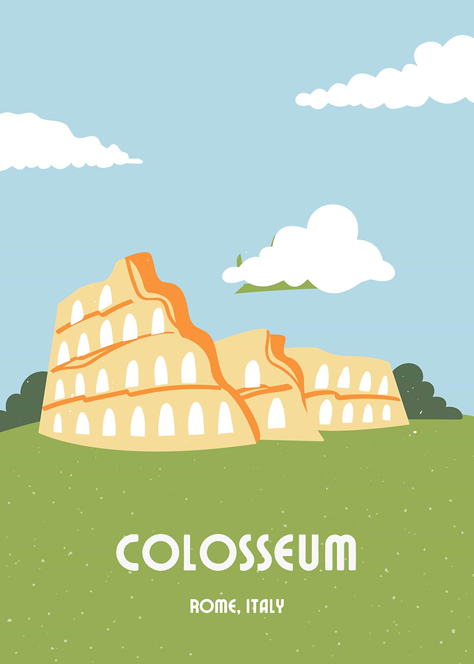 Colosseum Rome Travel Poster