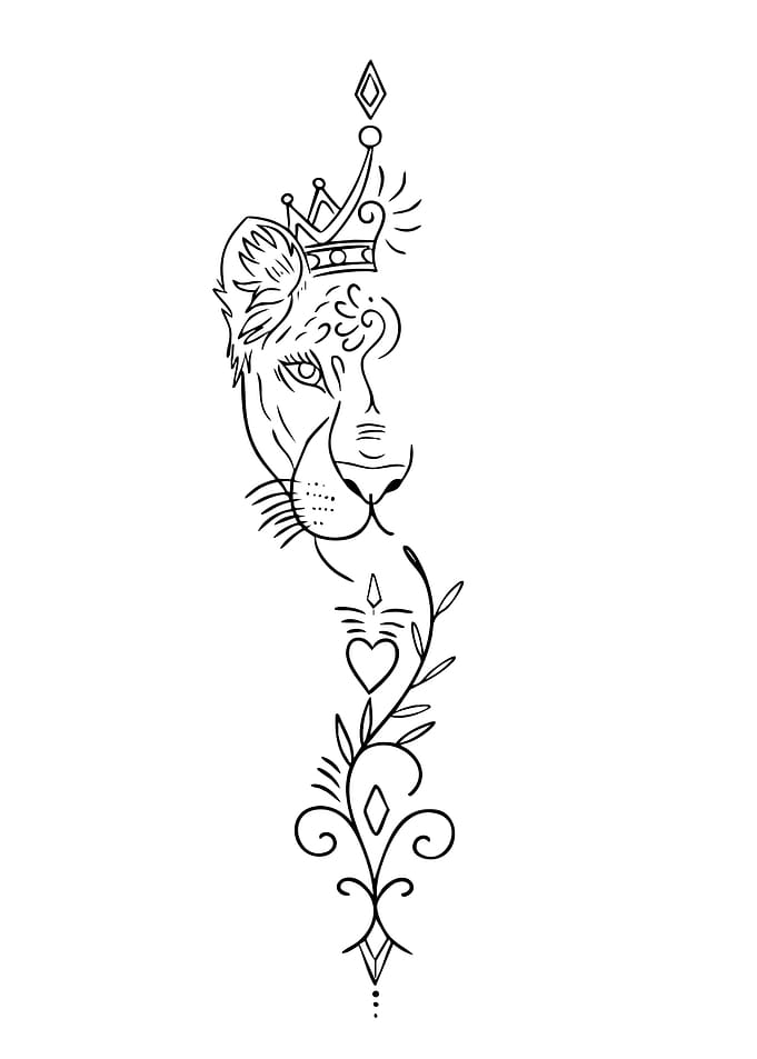Lioness Crown Tattoo Design