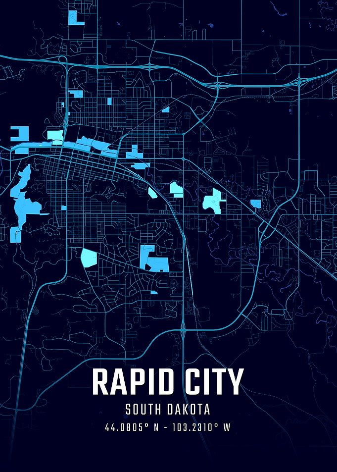 Rapid City South Dakota Midnight City Map