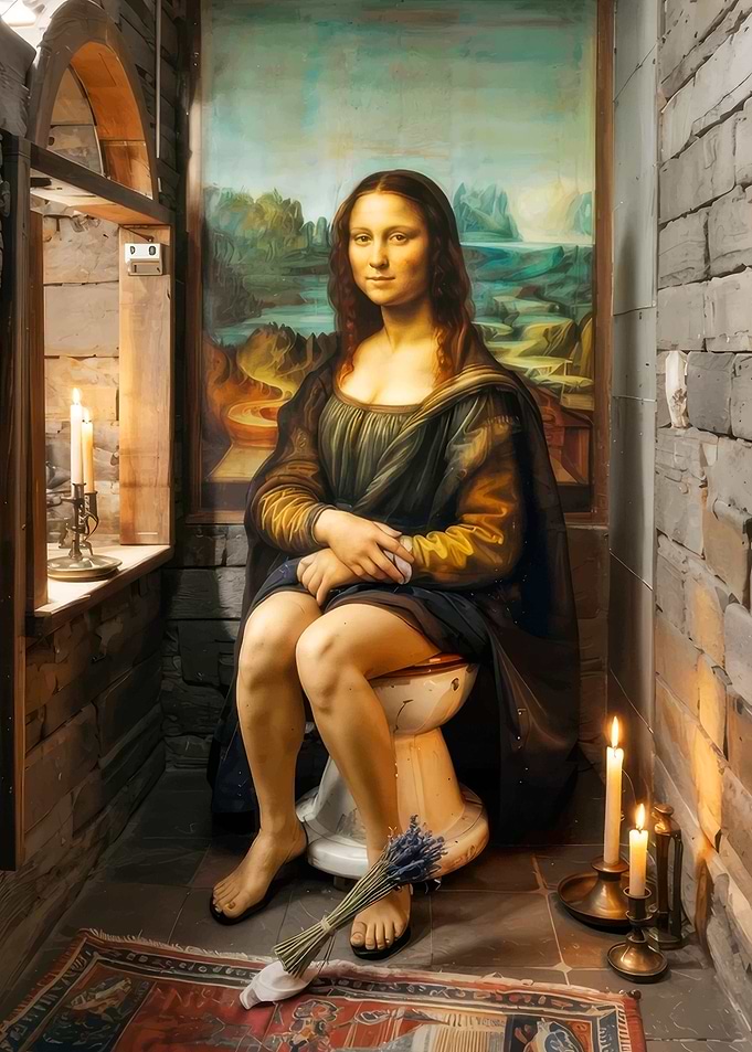 Mona Lisa on a Toilet