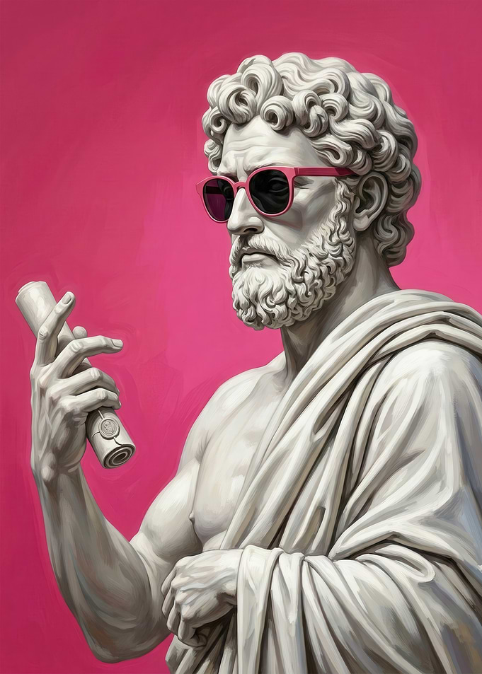 Statue with Sunglasses and Scroll