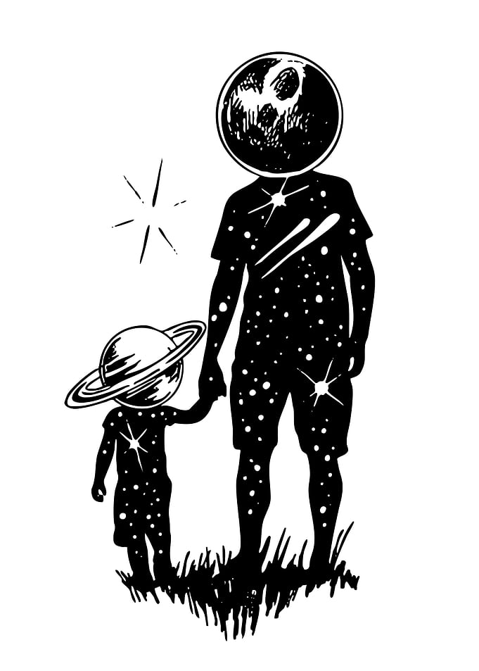 Father and Child in Space