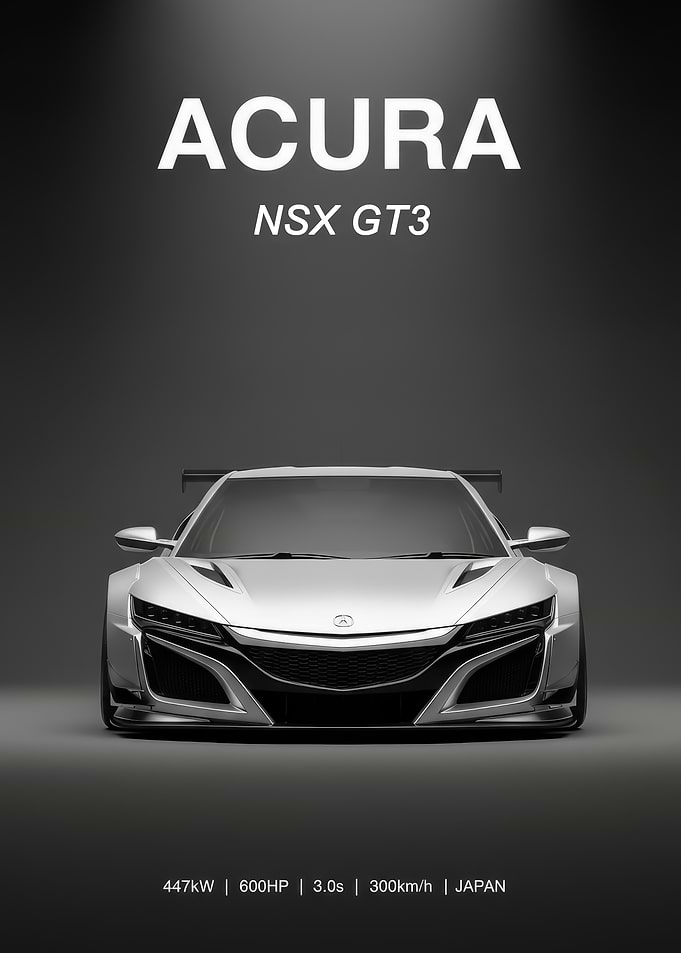 silver sport Acura NSX GT3 Car