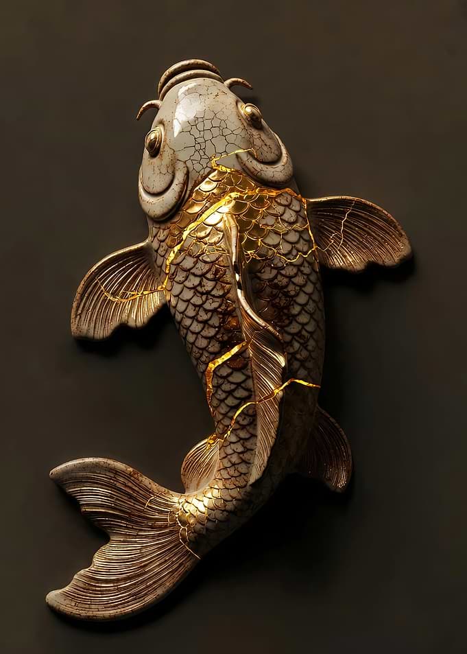 Kintsugi Koi Fish Sculpture