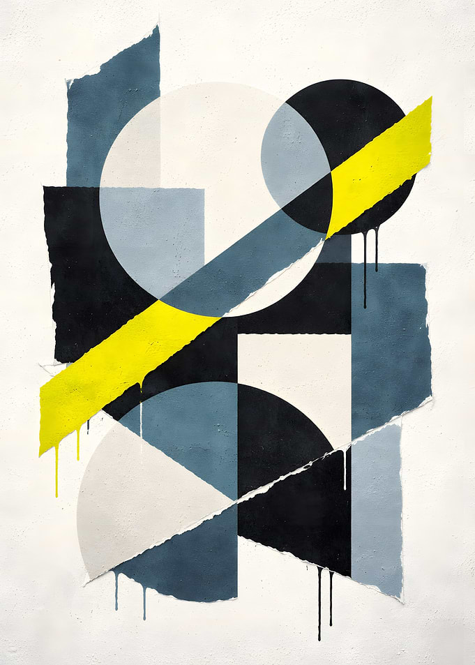 Abstract Geometric Composition with Drips