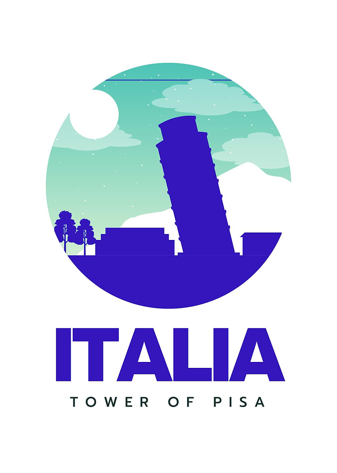Italia Tower of Pisa Travel Poster