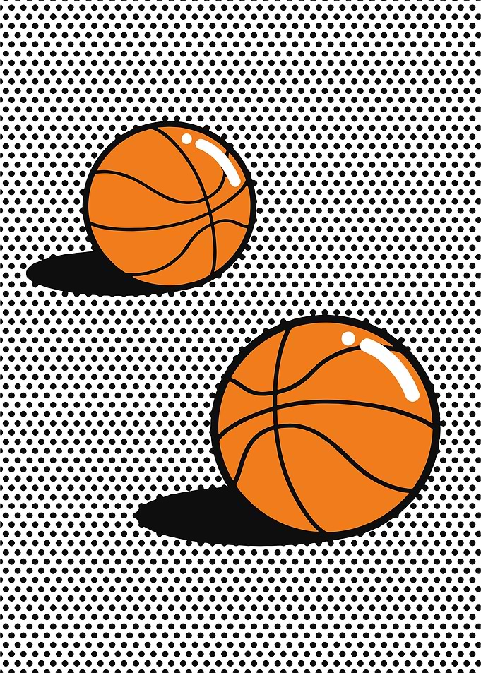 Two Basketballs on Polka Dot Background