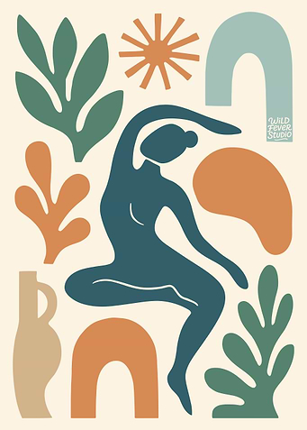 Abstract Matisse-inspired Dancer and Botanicals