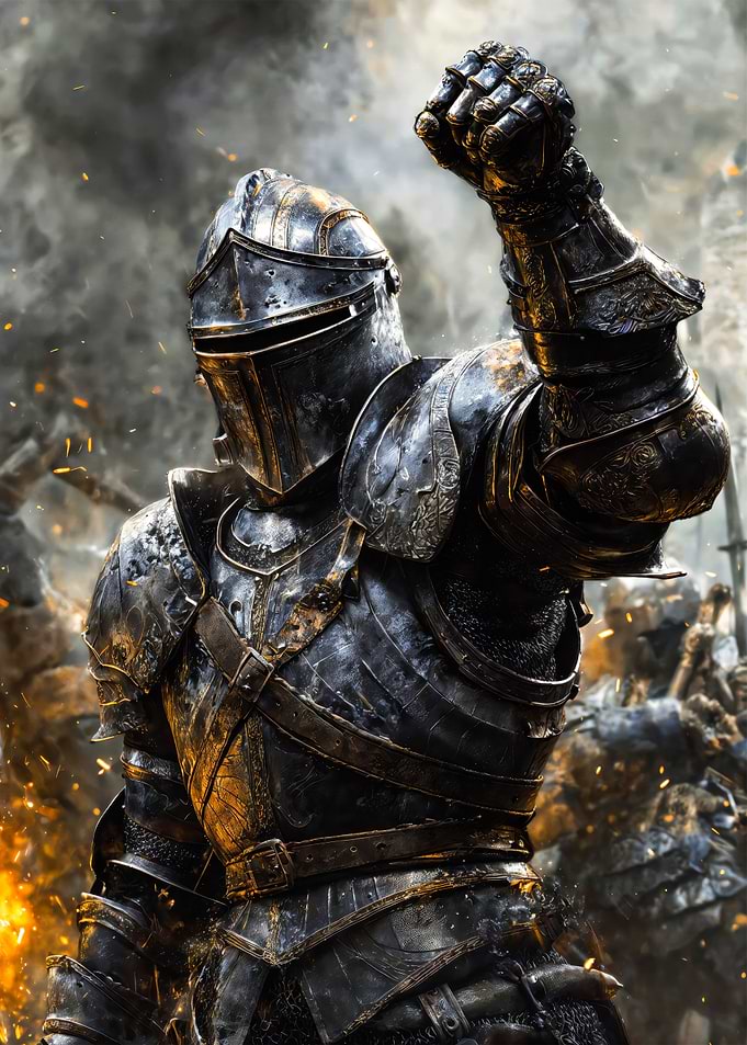 Victorious Knight In Dark Armor