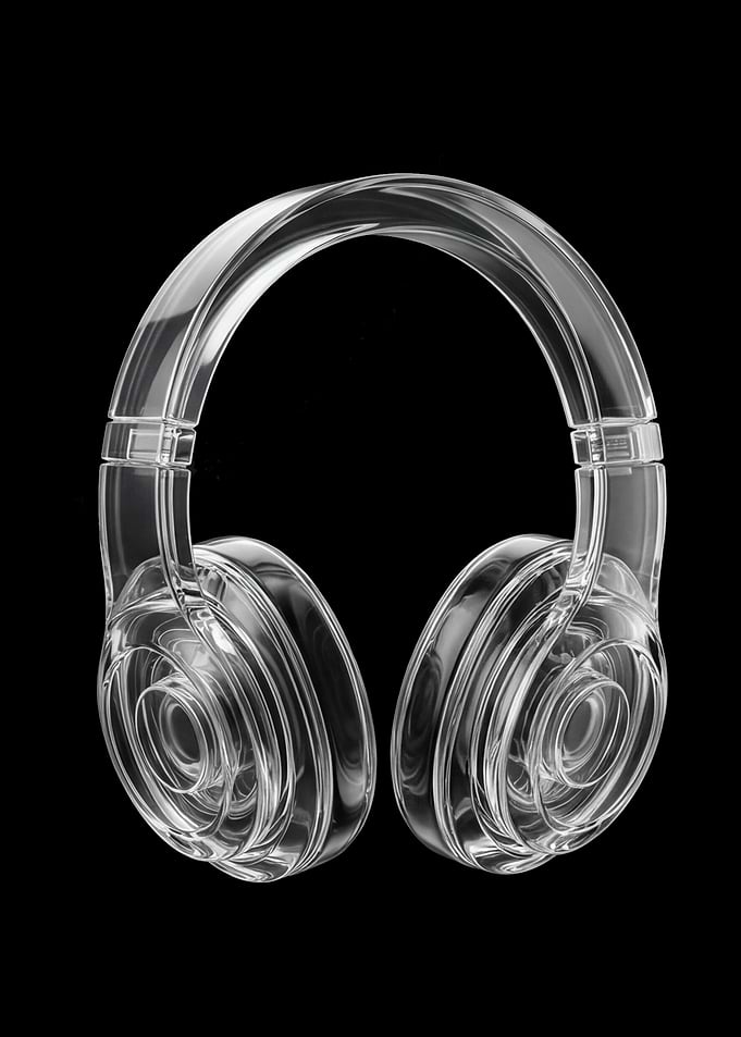 Transparent Headphones on Black Background