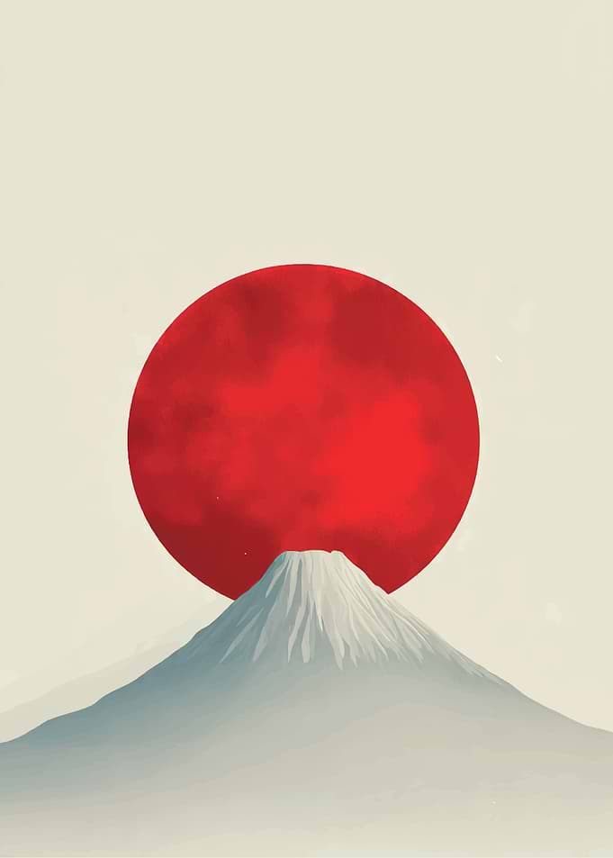 Mount Fuji and Red Sun