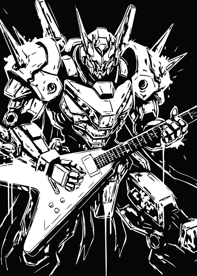 Robot playing a guitar