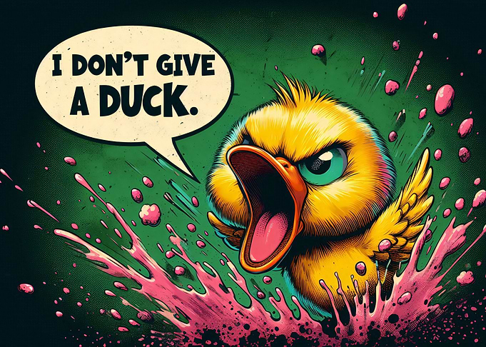Angry Duckling with 'I Don't Give a Duck' Speech Bubble