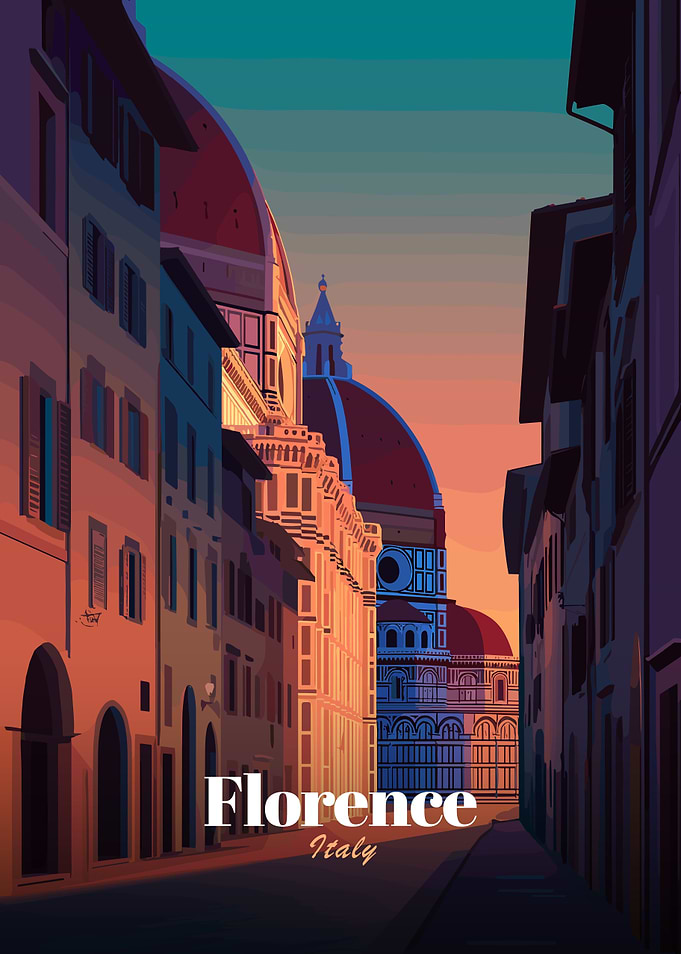 Florence Italy Cityscape at Sunset