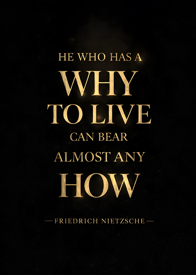 Nietzsche Quote on Black Background