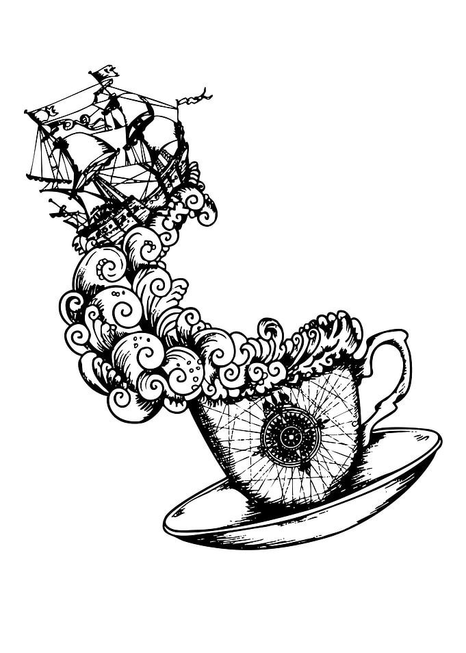 Steampunk Ship in a Coffee Cup