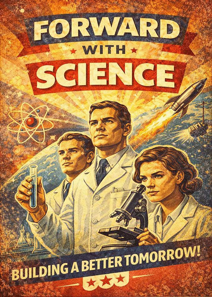 Forward with Science Vintage Poster