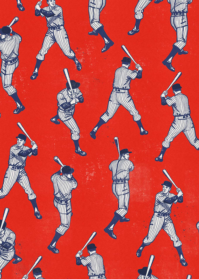 Vintage Baseball Players Pattern