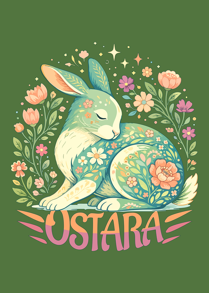 Floral Bunny with 'OSTARA' Text