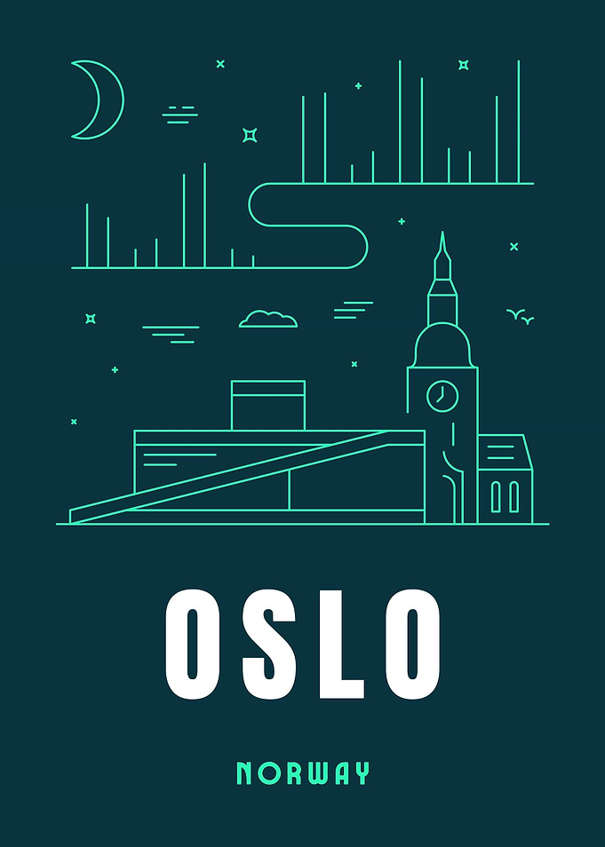 Oslo Cityscape with Northern Lights