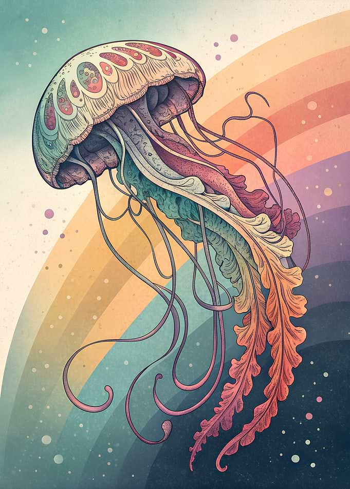 Rainbow Jellyfish Illustration
