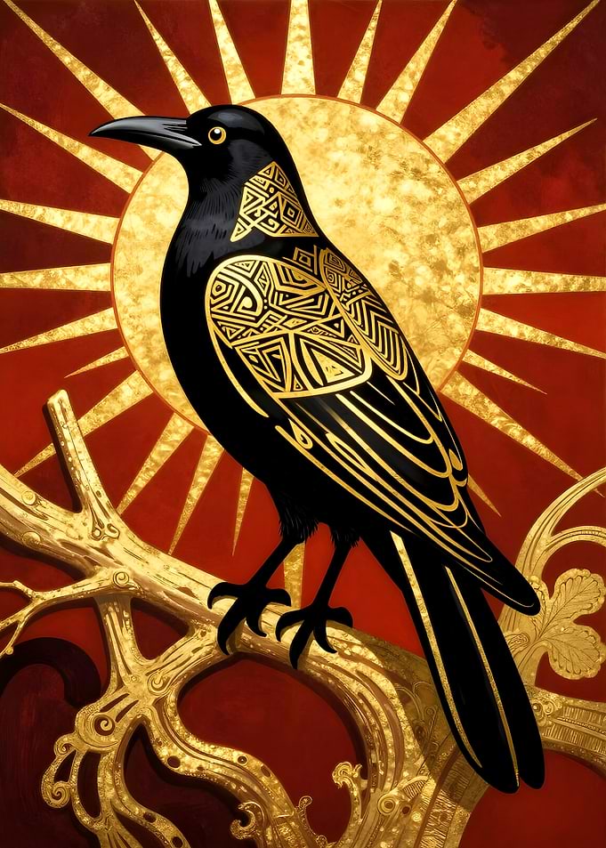 Black Crow on a Golden Branch