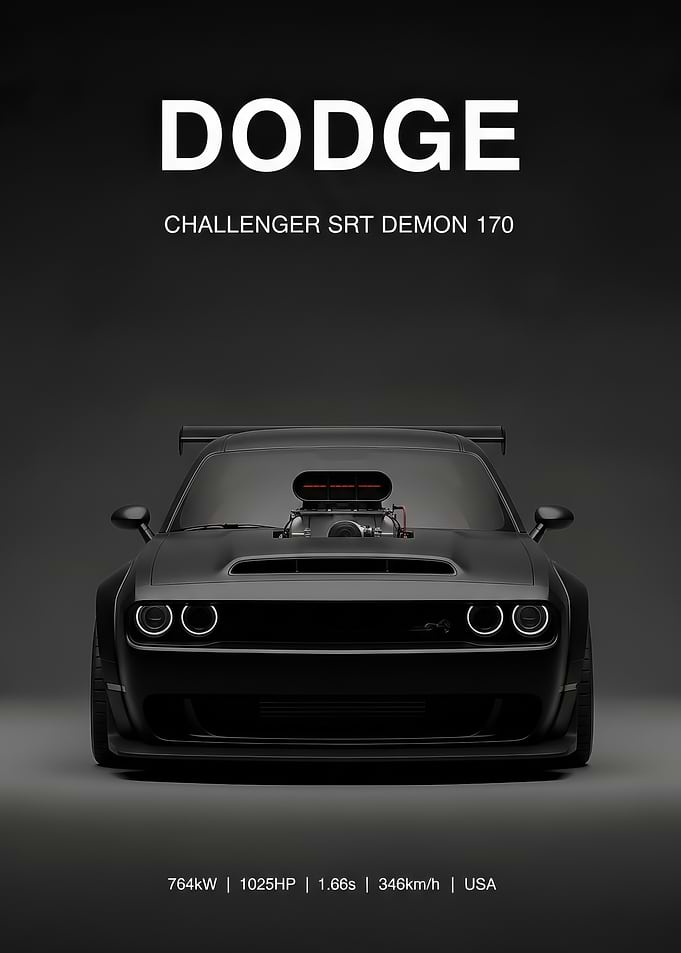 black Dodge Challenger SRT Demon 170