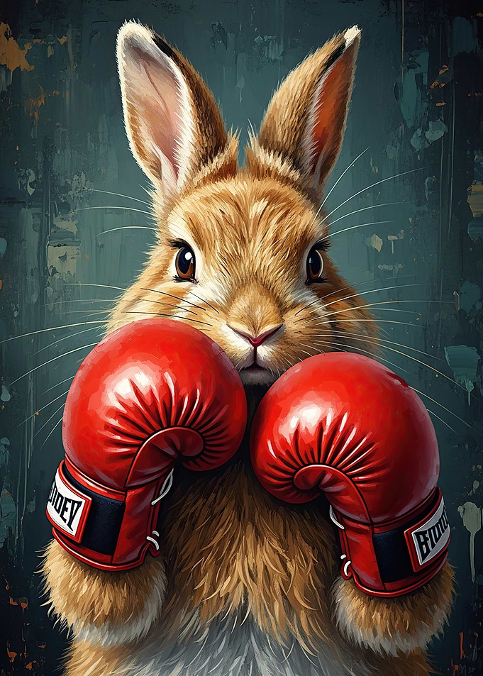 Boxing Rabbit with Red Gloves