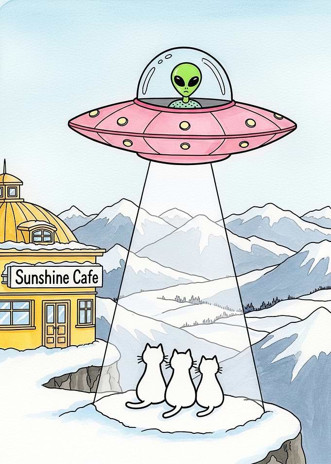 Alien Abduction of Cats at Sunshine Cafe