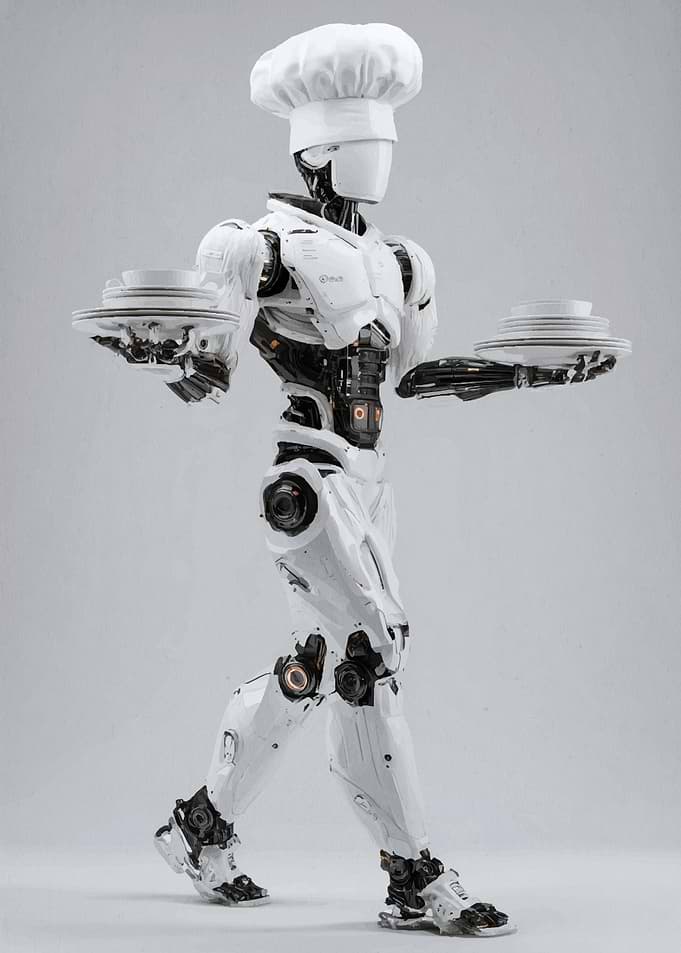 Robot Chef Carrying Plates
