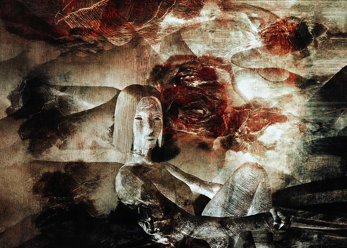 Surreal Figure with Mask and Rose