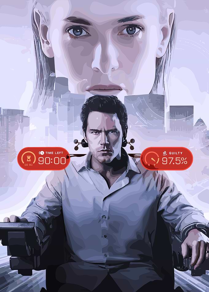 Man in Chair with Futuristic Interface